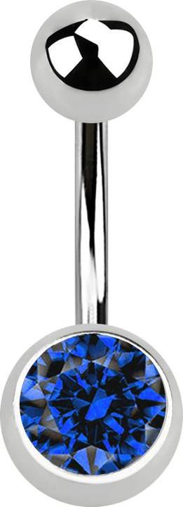 Image du produit Star Piercing Banane argentée avec boule et cristal boule bleu foncé (sans laiton, Acier chirurgical 316L)