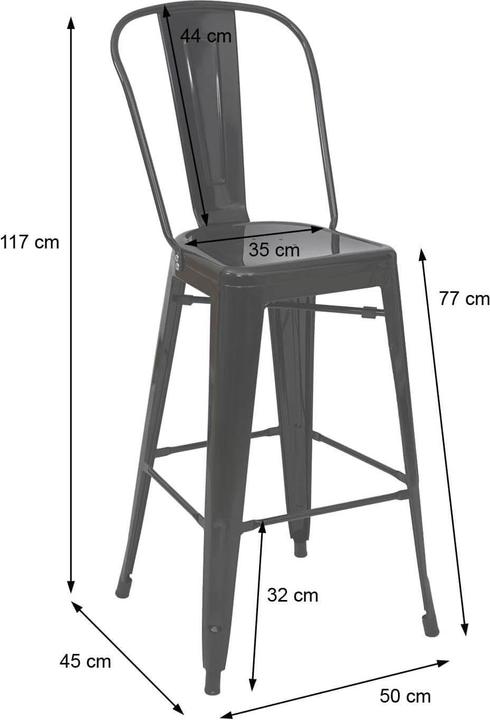 Immagine prodotto Swisshandel24 Sgabello da bar 2x, sgabello da banco con schienale, design industriale in metallo - bianco