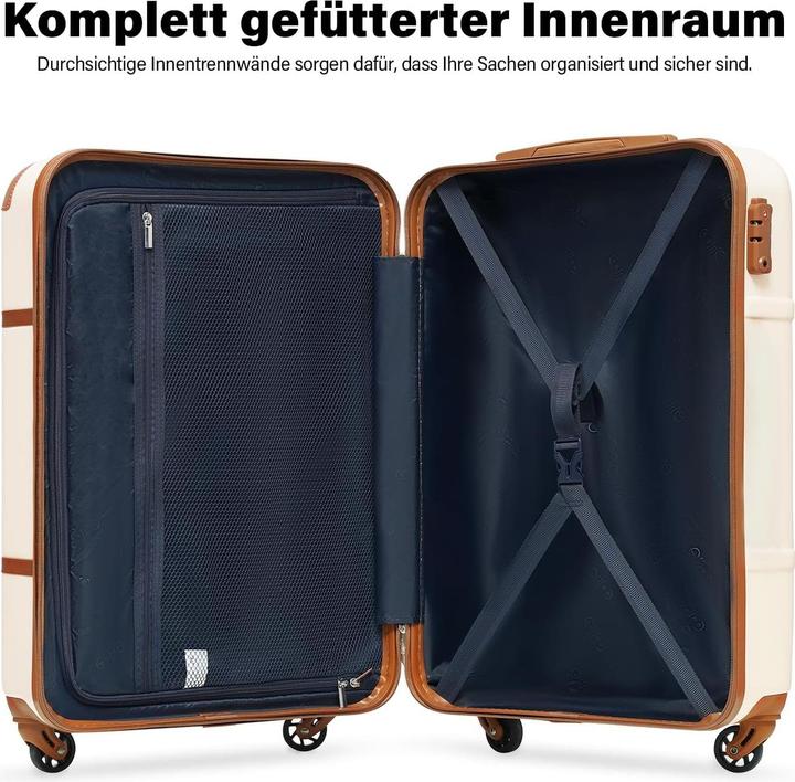 Actual product image Coolife 6-teiliges Kofferset mit TSA-Zahlenschloss, Reissverschlusstaschen (Hand luggage (up to 50 litres), M (50 - 90l), L (90 - 115l))