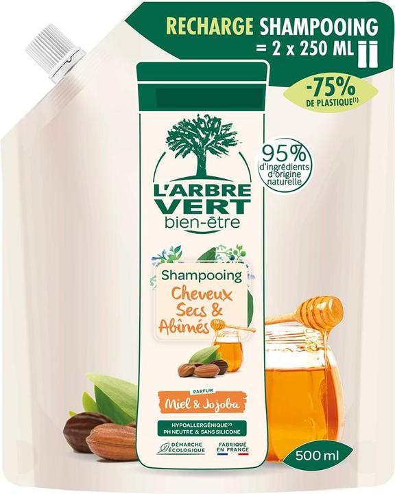 Produktbild L'arbre vert Nachfüllbeutel ökologisches Shampoo für trockenes und strapaziertes Haar (500 ml, Flüssiges Shampoo)