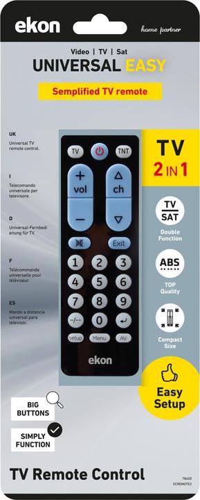 Actual product image Ekon Universal 2-in-1 multi-brand remote control (Universal remote control)