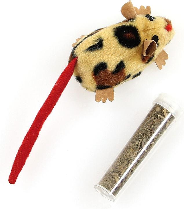 Immagine prodotto Swisspet Topo luminoso di peluche con tamburo di erba gatta 15cm (Catmint giocattolo, Gioca al gatto topo)