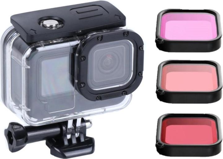 Immagine prodotto Apfelkiste Custodia subacquea protettiva GoPro con 3 filtri obiettivo (Eroe 9 nero, Eroe 11, Eroe 12, Eroe 10)