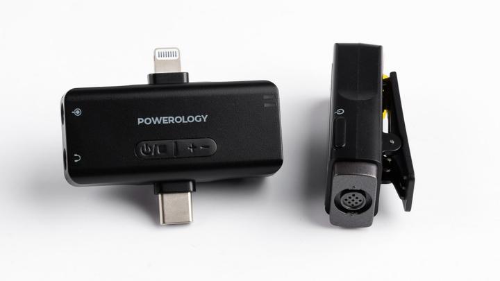 Actual product image Powerology Dual Connector Wireless Lavalier Microphone x1 Mic 1000mAh