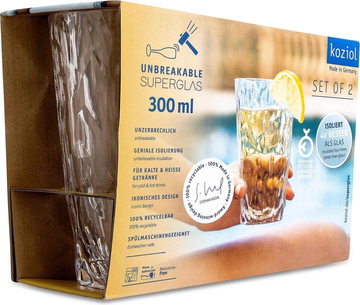Produktbild Koziol Trinkglas Superglas Club No. 6, 300 ml, 2 Stück (0.30 l, 2 x)