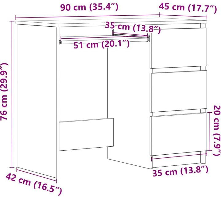 Produktbild VidaXL Murphy (90 x 45 x 76 cm)