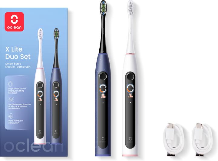 Clean Brosse à dents électrique X Lite Smart Sonic Duo Set, gris et bleu (Brosse à dents sonique)
