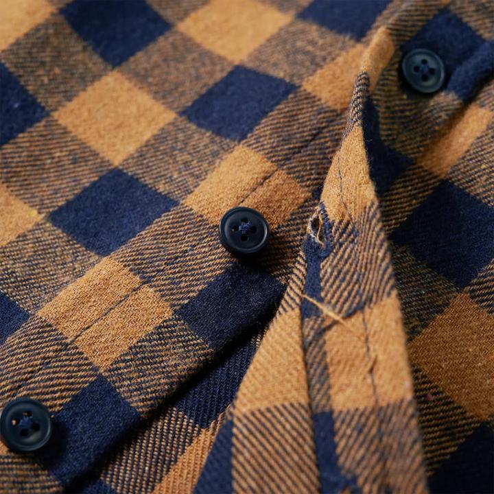 Actual product image VidaXL Children's shirt checked pattern cognac and blue 116,Material: 80 (116)