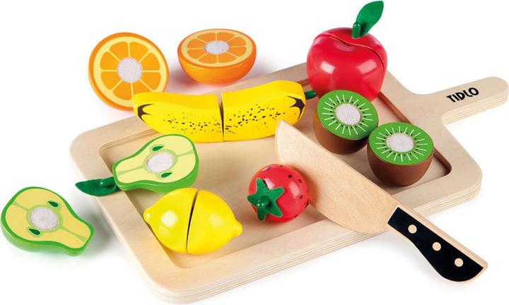 Immagine prodotto Bigjigs Set da gioco di frutta tagliata in legno Tidlo, 16 pezzi.