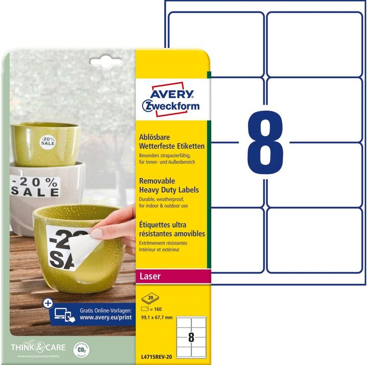 Produktbild Avery Wetterfeste Etiketten, ablösbar