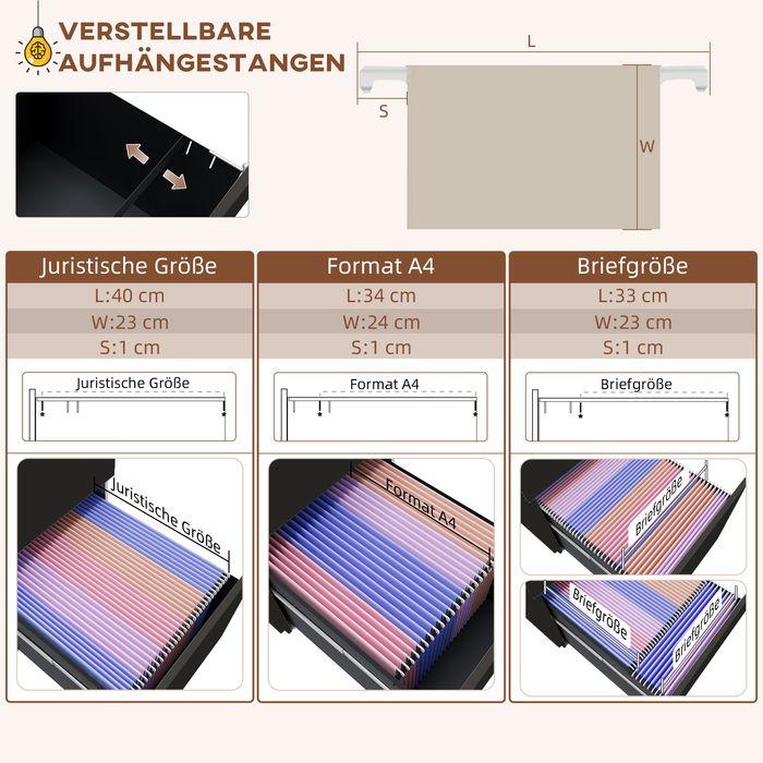 Image du produit Swisshandel24 Caisson à roulettes pour dossiers, 3 tiroirs, verrouillable, sur roulettes, 37cmx43,5cmx60cm, noir
