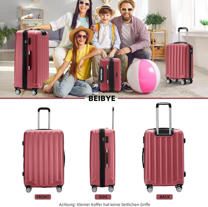 Produktbild Beibye 3-teiliges Reisekofferset mit TSA-Schloss (Handgepäck (bis 50l), M (50 - 90l), L (90 - 115l))