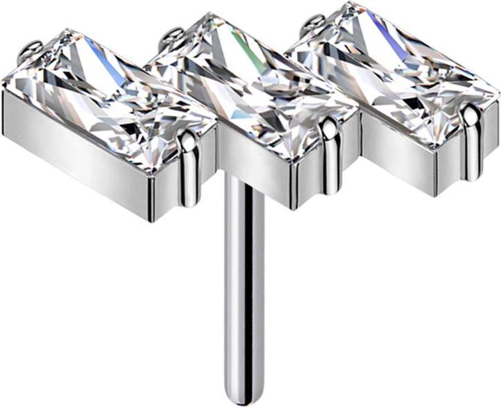 Immagine prodotto Star Piercing Threadless tre rettangoli argento cristalli argento (Titanio G23, senza ottone)