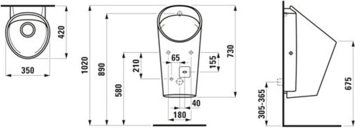 Immagine prodotto Laufen Orinatoio ad aspirazione Lema, L/A: 350/420/730 mm, senza bordo, con comando elettrico, Bluet