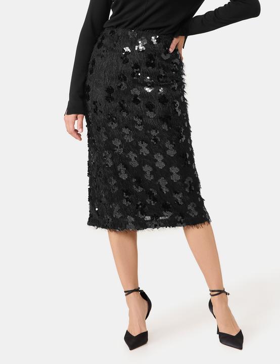 Produktbild Gerry Weber Bleistiftrock mit Pailletten und Fransen Rock lang weit - 64298 (48)