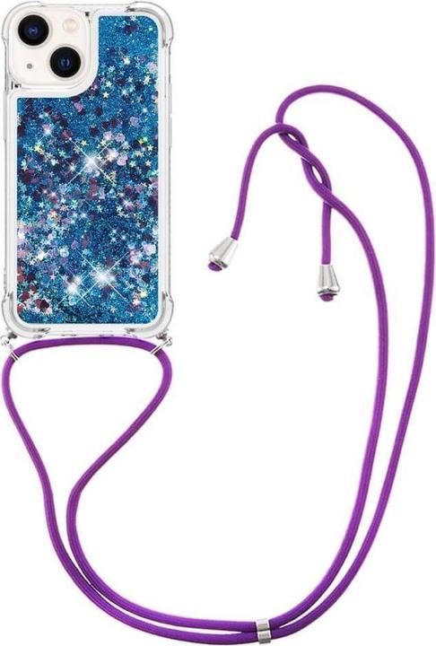 Image du produit Cover-Discount iPhone 15 Plus - Étui scintillant avec bandoulière bleu (Apple iPhone 15 Plus)