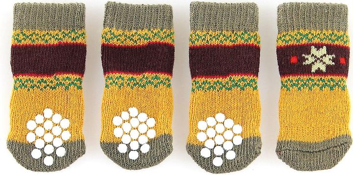 Image du produit Swisspet Chaussettes pour chien avec antidérapant Naturi jaune olive (XS, Chaussettes pour chien)