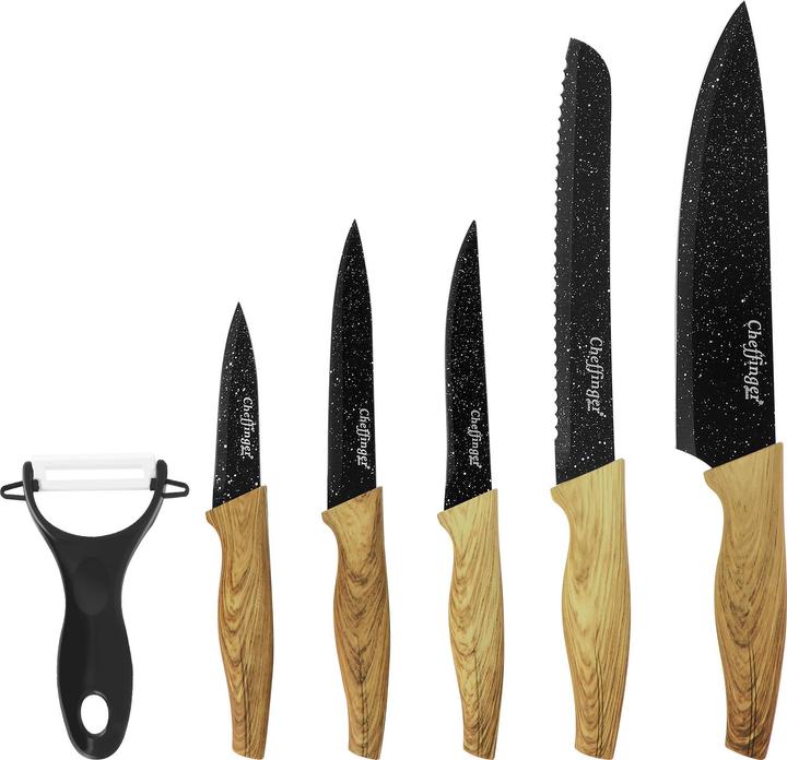 Produktbild Cheffinger 6-teiliges Messerset mit Holzgriff und Magnetbox
