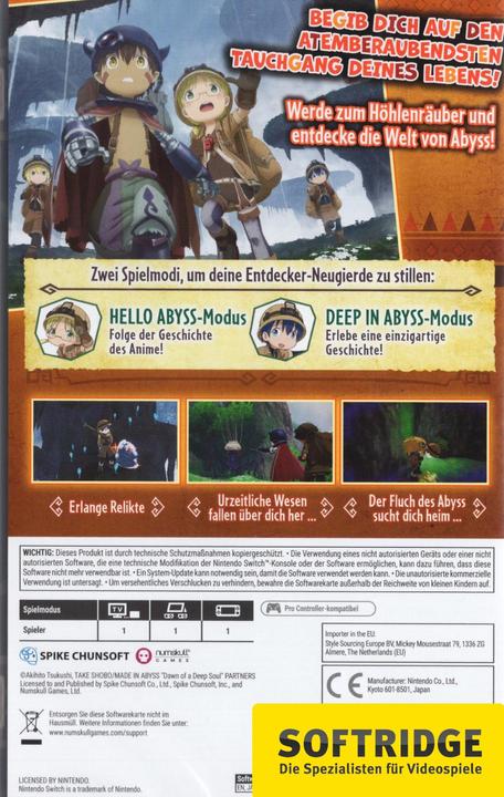 Image du produit Spike Chunsoft Made in Abyss : Étoile binaire tombant dans l'obscurité (Switch, Switch Lite, Switch OLED, DE)