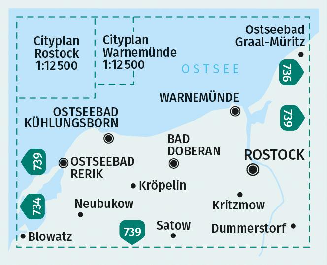 Produktbild KOMPASS Wanderkarte 735 Rostock, Warnem