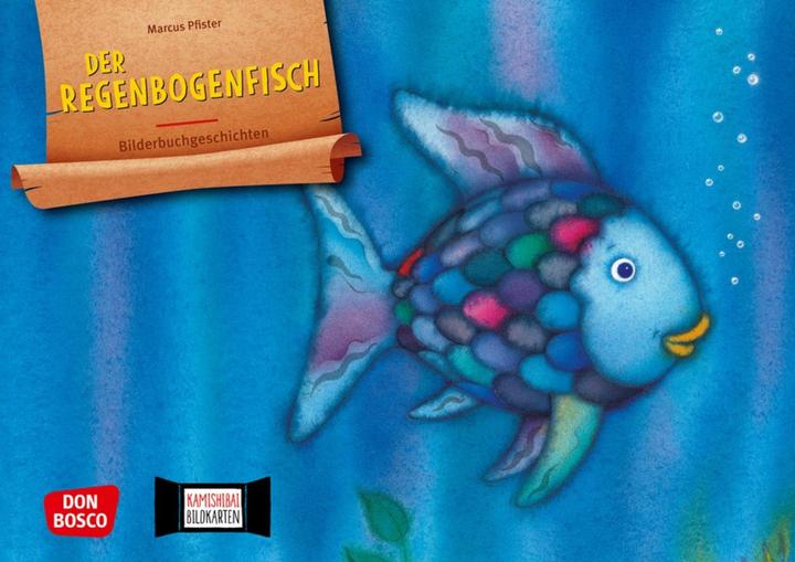 Produktbild Der Regenbogenfisch, mit schillernden Schuppen. Kamishibai Bildkartenset. (Deutsch, Marcus Pfister, 2023)