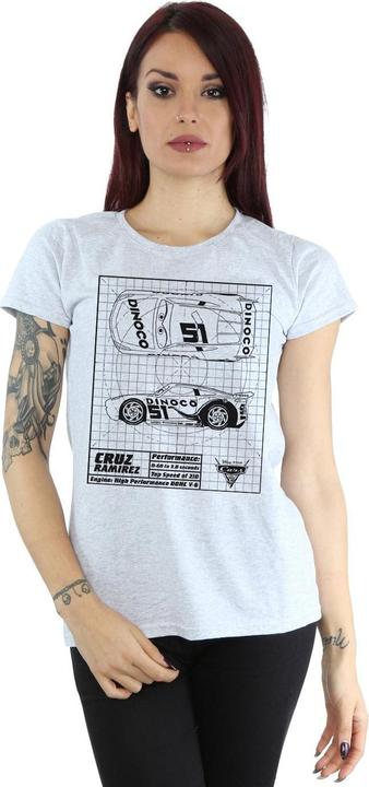 Actual product image Disney Womens/Ladies Cars Cruz Ramirez Blueprint Cotton T-Shirt (XXL)
