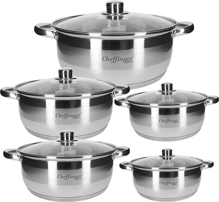 Immagine prodotto Cheffinger 5er-Set Kochtöpfe 20/24/26/28/30 cm (30 cm, Pentola romana, Acciaio inossidabile)