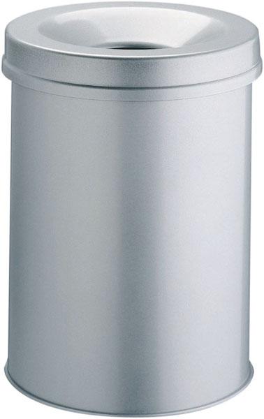 Actual product image Durable Waste paper basket SAFE round silver, height: 357 mm, design: flame extinguishing head, volume: 15 (15 l)