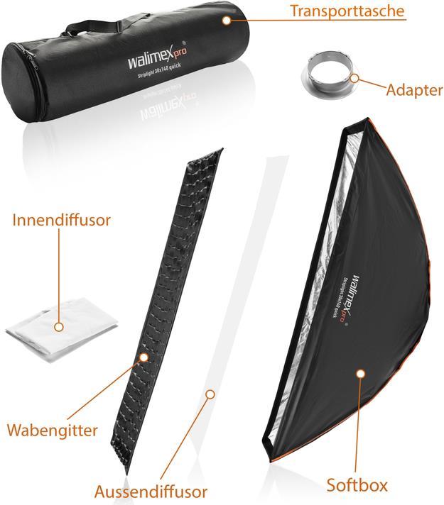 Immagine prodotto Walimex pro pro II Striplight 25x150 cm (Soft box)