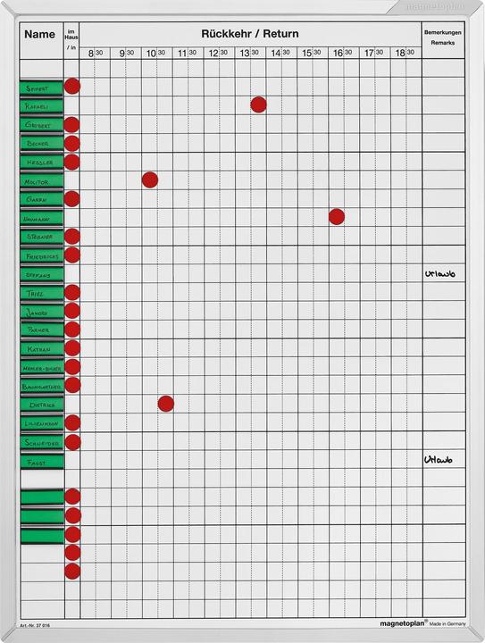 Produktbild Magnetoplan An- und Abwesenheitstafel (45 x 60 cm)