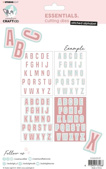 Actual product image art by marlene Cutting Dies "Stitched Alphabet" Essentials