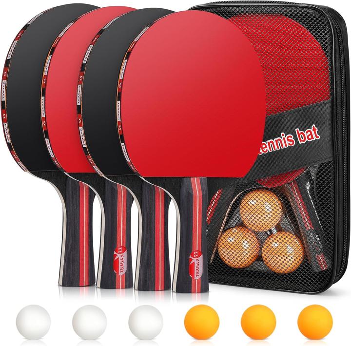 Immagine prodotto Tencoz 4 Tischtennisschläger mit Tischtennisbällen
