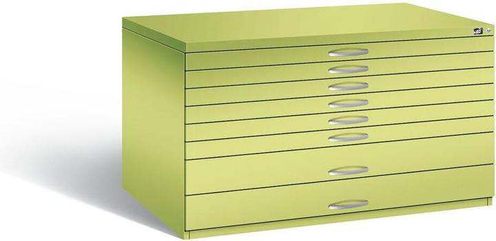Produktbild C+P Zeichnungsschrank, DIN A0, 8 Schubladen, Höhe 760 mm, viridingrün