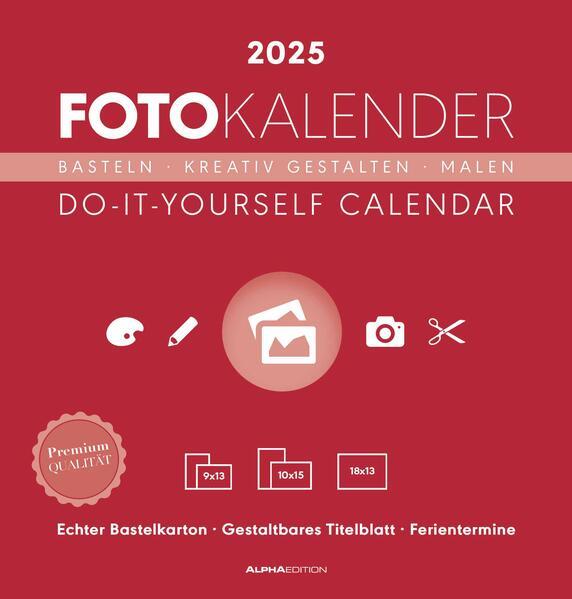 Immagine prodotto Alpha Edition Calendario artigianale rosso 2025, 21x22cm, Calendario fai da te con pagine realizzate in (21 x 22 cm, Nessuna rilegatura, Tedesco)