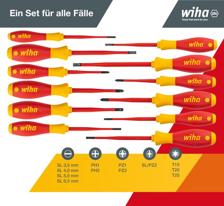 Image du produit Wiha Jeu de tournevis (Vis fendues, Torx (TX), Cruciforme PZ, Recouvrement cruciforme Phillipps (PH))