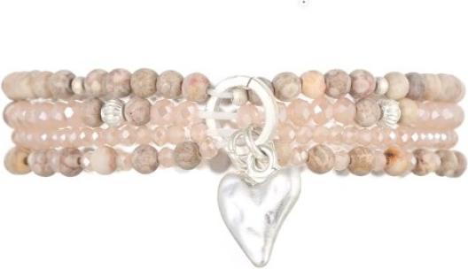 Andreani Armband aus echtem Jaspis mit Herzanhänger schmal von (19 cm)