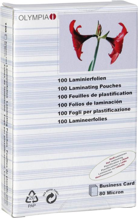 Produktbild Olympia Visitenkarten Laminierfolien (Visitenkarte, 100 Stück, 80 µm)