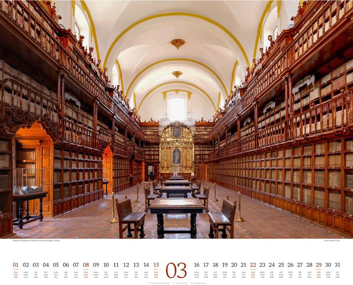 Actual product image Welt der Bücher - Bibliotheken-Kalender 2026 (54 x 48 cm, Hardcover, English, French, German)