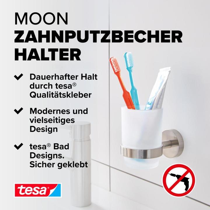 Immagine prodotto tesa Bicchiere per spazzolini MOON con soluzione adesiva senza foratura