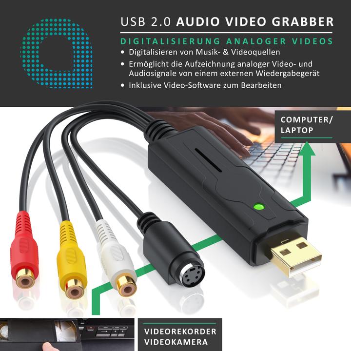 Image du produit Aplic Carte d'acquisition vidéo audio USB, convertisseur audio vidéo, adaptateur vidéo de postproduction (USB 2.0, signal TV analogique)