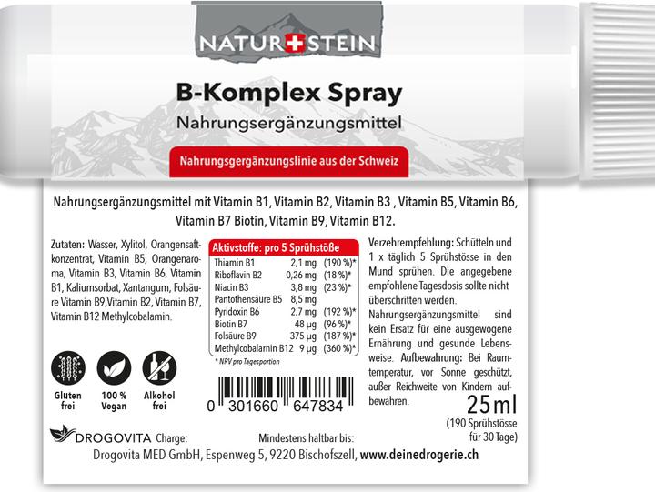 Nährwerte und Zutaten Naturstein Vitamin Spray B-Komplex (1 Stück, Spray, 41 g)
