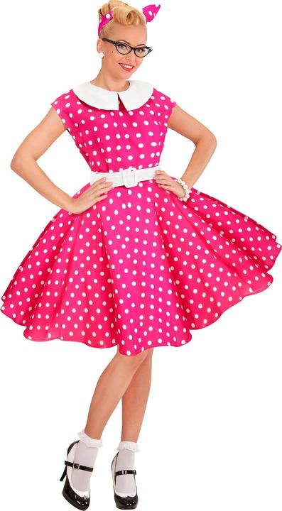 Actual product image Widmann 50's ROCK'N'ROLL MODE HOT PINK (dress with petticoat, belt, hairband), XL (XL)