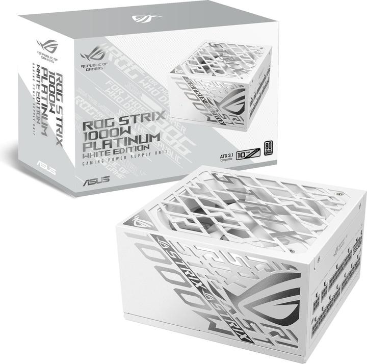 Productafbeelding ASUS ROG Strix 1000P White Gaming Netzteil, 80+ Platinum, Modular, 135 mm Lüfter (1000 W)