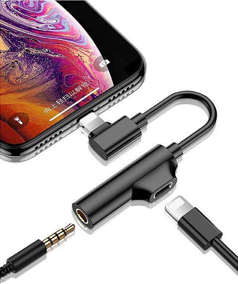 Image du produit Auvisio Lot de 2 adaptateurs casque/chargeur pour iPhone (Jack 3.5mm, Lightning)