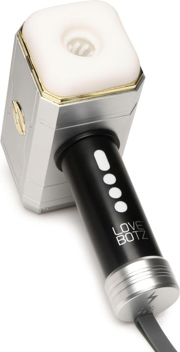XR Brands Thunder Stroker Suction Masturbator - Silver & Black