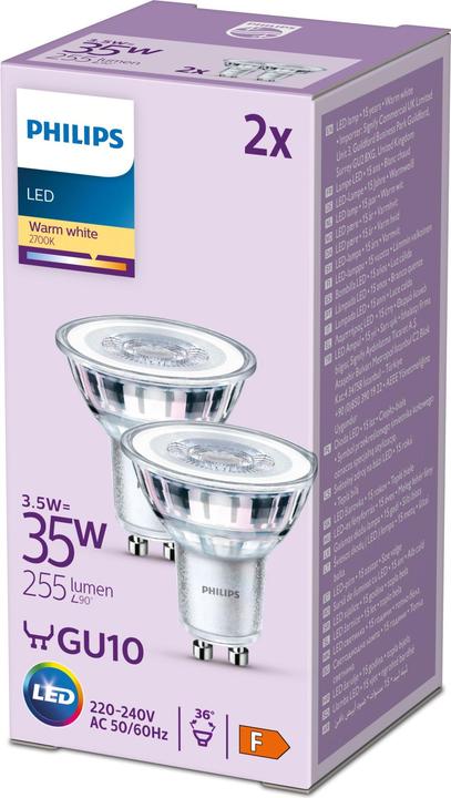 Image du produit Philips LED Classic (GU10, 3.50 W, 255 lm, 2 x, F)