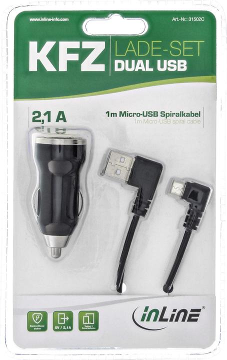 Immagine prodotto InLine Set di caricabatterie da auto USB DUAL+