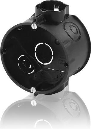 Productafbeelding F-Tronic Inbouwdoos Ø80 1module 45mm diep Schroefafstand 60mm. Zwarte Euro doos. 20 en 25 mm buisinvoer