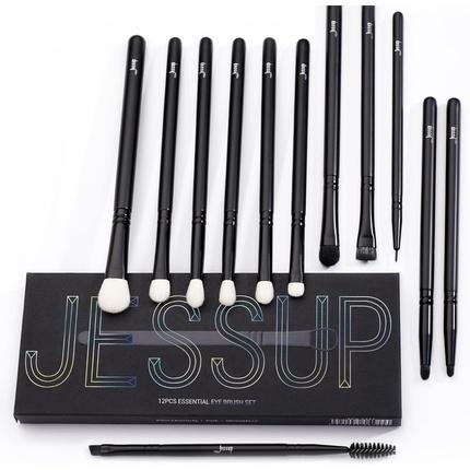 Jessup Ensemble de pinceaux pour ombres à paupières Noirs Pinceaux de maquillage pour les yeux (Sourcils)