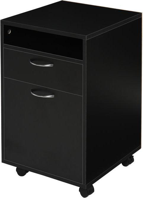 Image du produit Swisshandel24 Caisson roulant Caisson à tiroirs, 1 compartiment, 1 étagère, 1 tiroir, 40cmx3cmx60cm, Noir (40 x 35 x 60 cm)